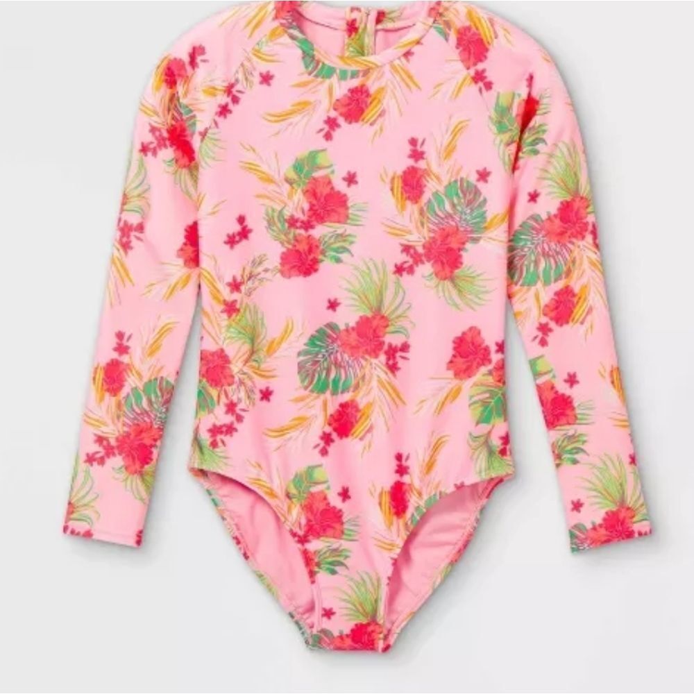 Girls Floral 1 piece Swim Suit 